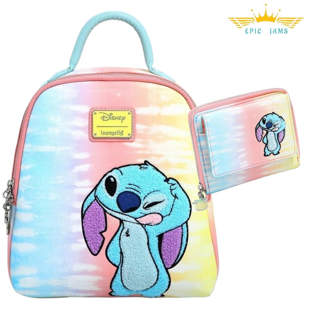 Loungefly Disney Lilo & Stitch Tie-Dye Mini Backpack Set New